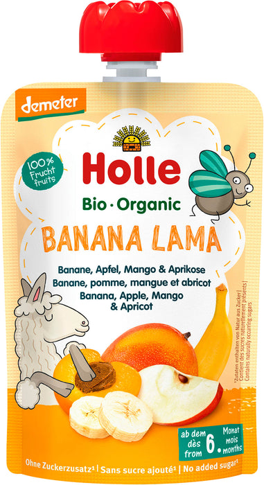 Био пюре с банан, ябълка, манго и кайсия 6м+, 100 g