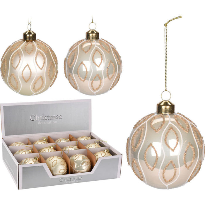 КОЛЕДНА ТОПКА 8CM БРОКАТ СТЪКЛЕНА HOME & STYLING ABT620090