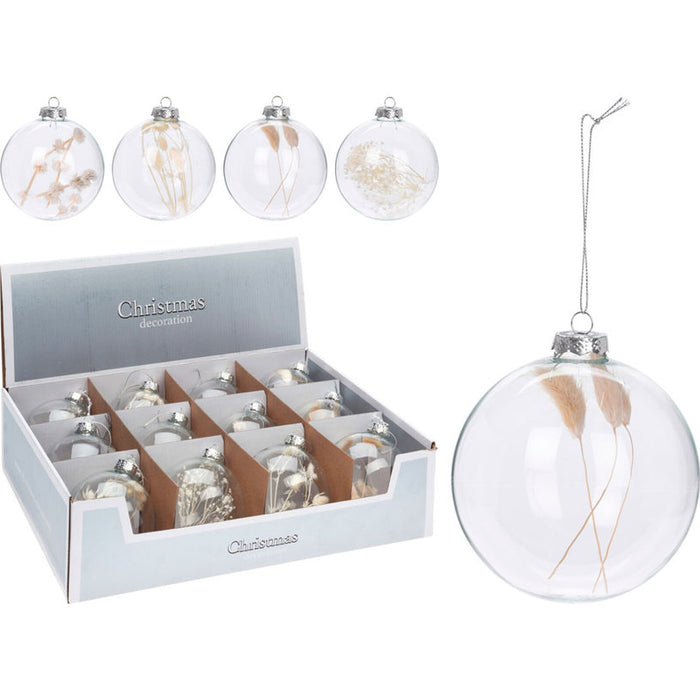 КОЛЕДНА ТОПКА 10CM С ДЕКОРАЦИЯ СТЪКЛЕНА HOME & STYLING ACT406010