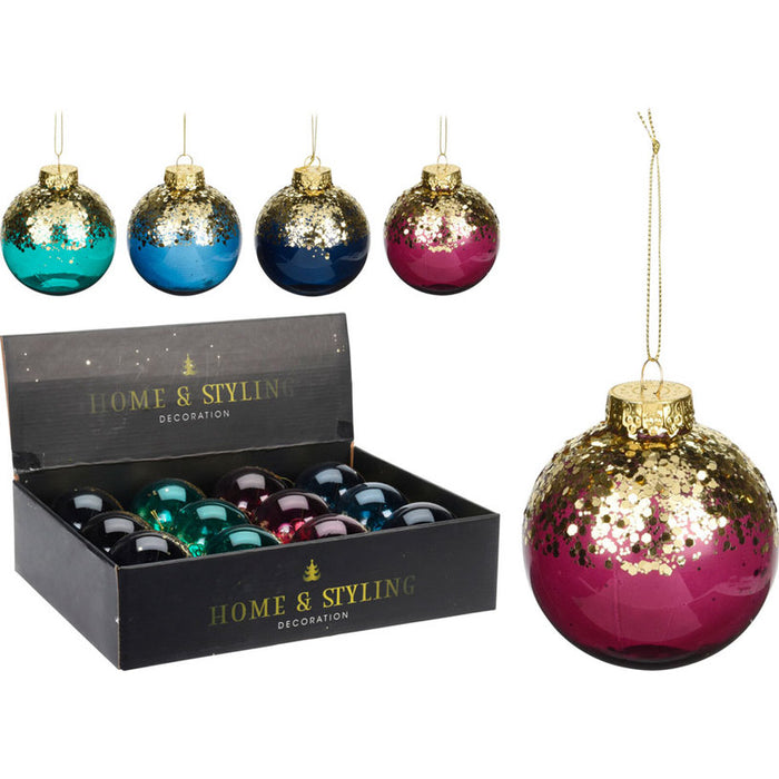 КОЛЕДНА ТОПКА 8CM С БРОКАТ HOME & STYLING CAA126160