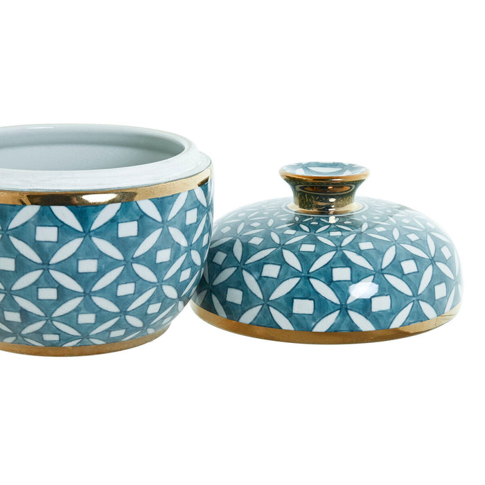 Китайска ваза Home ESPRIT Син Златен Алуминий Порцелан 18,5 x 18,5 x 20 cm