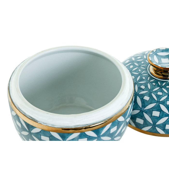 Китайска ваза Home ESPRIT Син Златен Алуминий Порцелан 18,5 x 18,5 x 20 cm