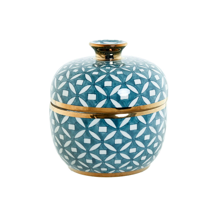 Китайска ваза Home ESPRIT Син Златен Алуминий Порцелан 18,5 x 18,5 x 20 cm