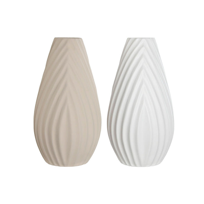 Ваза Home ESPRIT Бял Бежов Каменинов Занаятчийски стил 24 x 24 x 41 cm (2 броя)