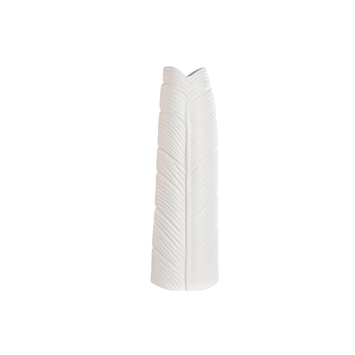 Ваза Home ESPRIT Бял Каменинов Тропически Лист на растение 33 x 10 x 70 cm