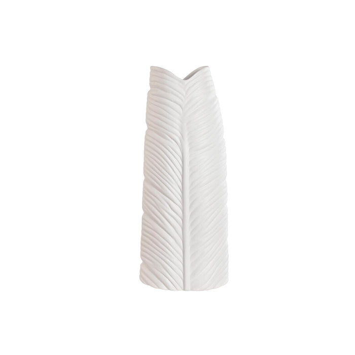 Ваза Home ESPRIT Бял Каменинов Тропически Лист на растение 21 x 10 x 50 cm