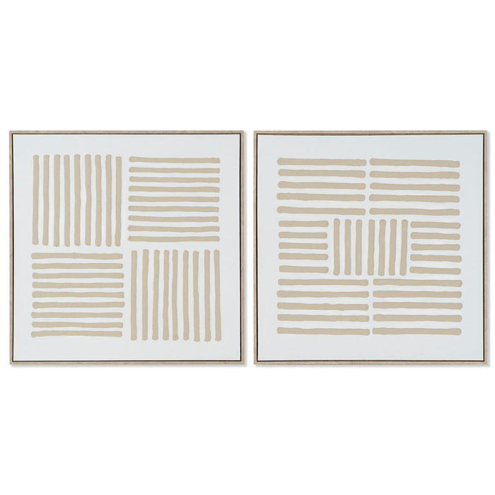 Картина Home ESPRIT Бял Бежов Скандинавски 83 x 4,5 x 83 cm (2 броя)