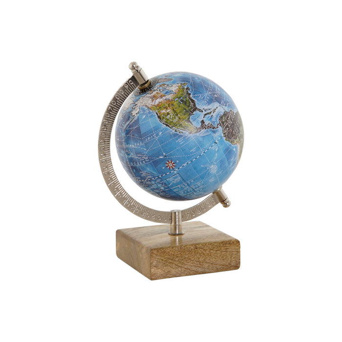 Глобус Home ESPRIT Син Кафяв PVC Дърво манго 14 x 12 x 20 cm