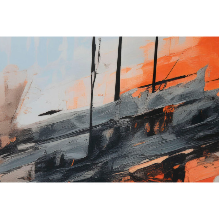 Картина Home ESPRIT Син Бял Абстрактен Град 80 x 3,5 x 120 cm (2 броя)