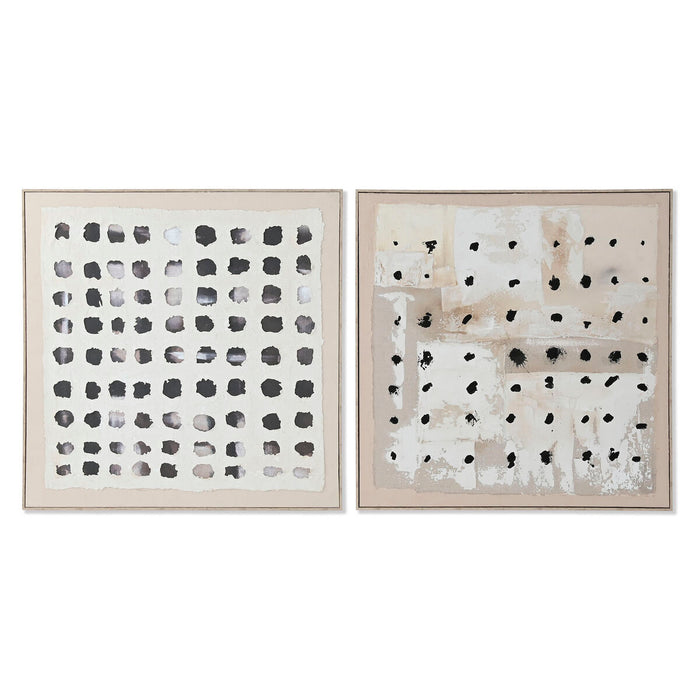 Картина Home ESPRIT Черен Бежов Юта полистирен Абстрактен Модерен 102 x 3,2 x 102 cm (2 броя)
