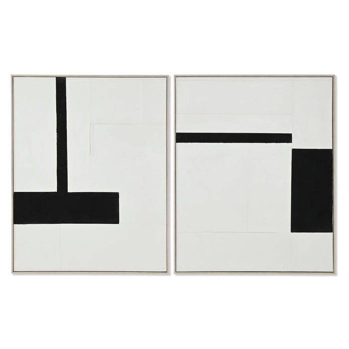 Картина Home ESPRIT Бял Черен Абстрактен Модерен 82 x 3,8 x 102 cm (2 броя)