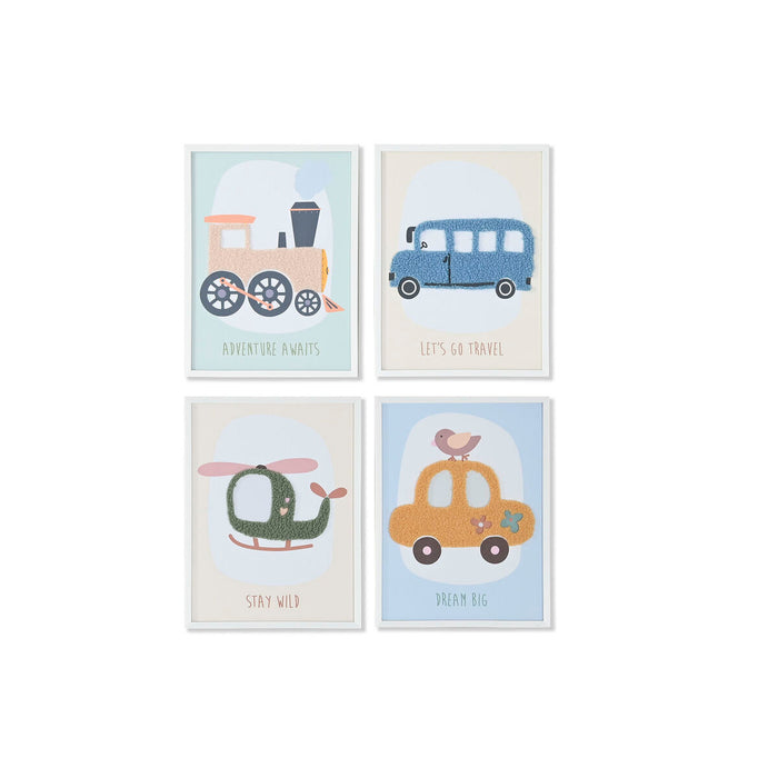 Картина Home ESPRIT Жълт Син Пластно 30 x 1,8 x 40 cm (4 броя)