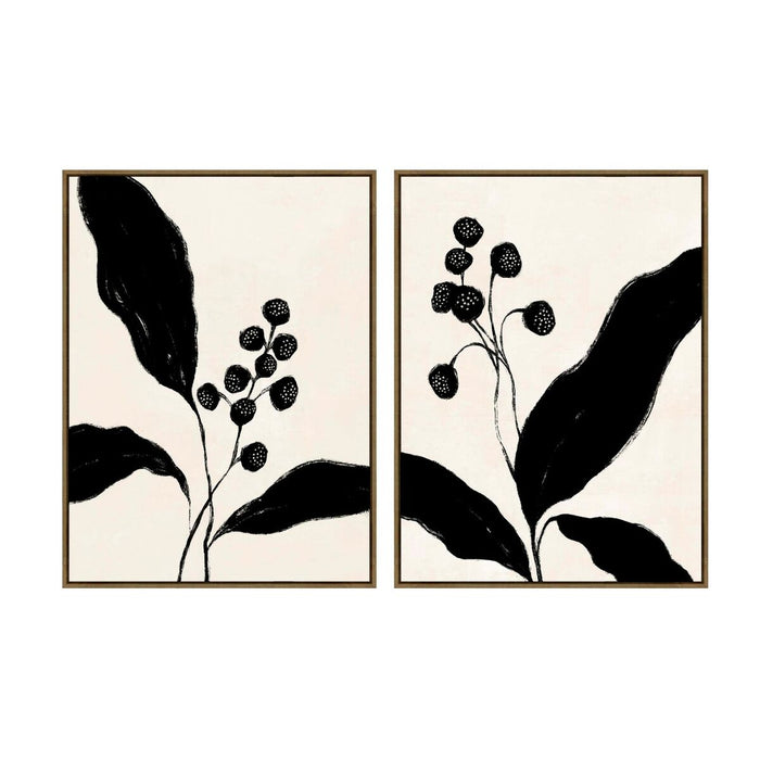 Картина Home ESPRIT Черен Бежов Цвете Град 75 x 4 x 100 cm (2 броя)