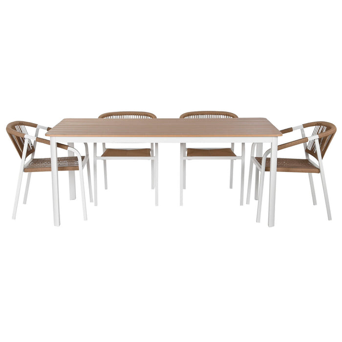 Комплект от маса с 6 стола Home ESPRIT Бял Естествен 180 x 90 x 75 cm