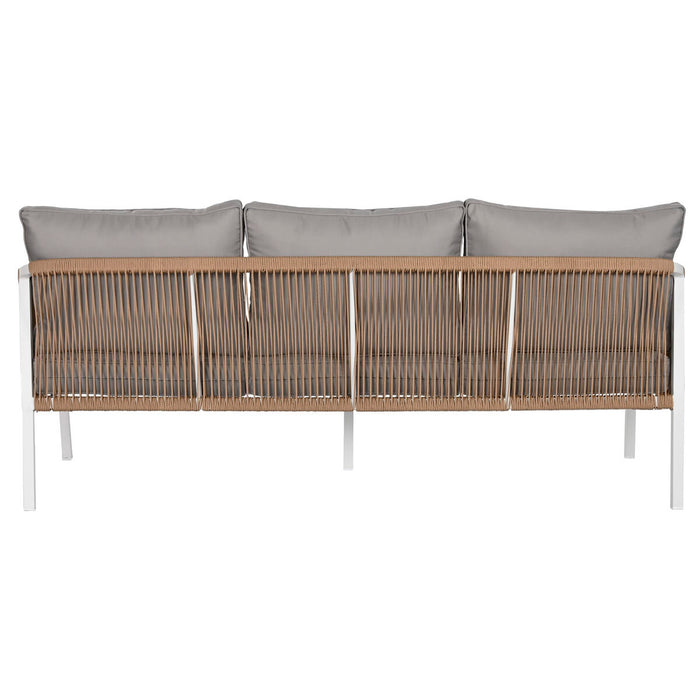 Комплект от Маса и 3 Кресла Home ESPRIT Бял Естествен Светло сив 189 x 73 x 84 cm