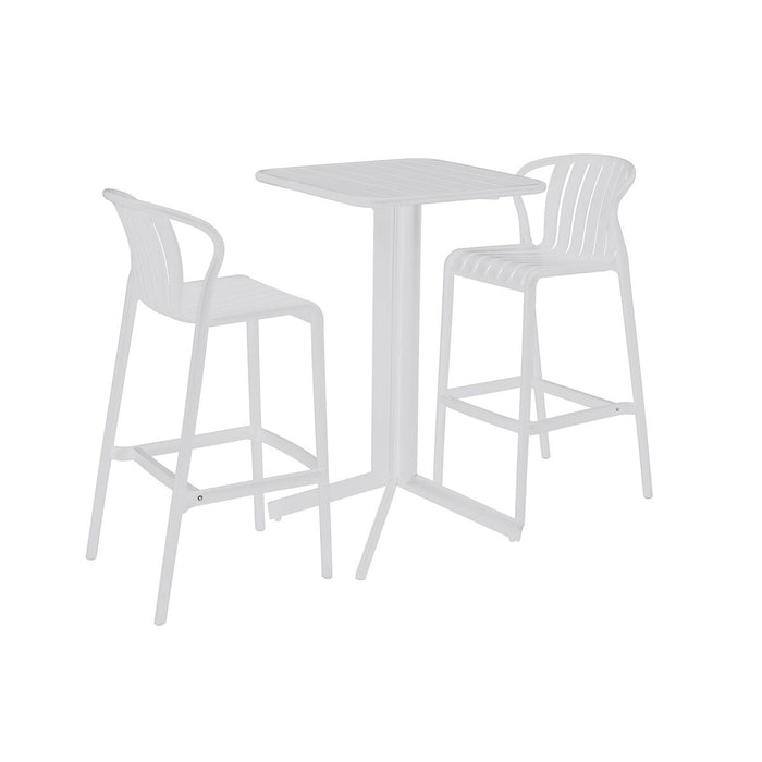 Комплект от маса с 2 стола Home ESPRIT Бял Метал полипропилен 60 x 60 x 102 cm