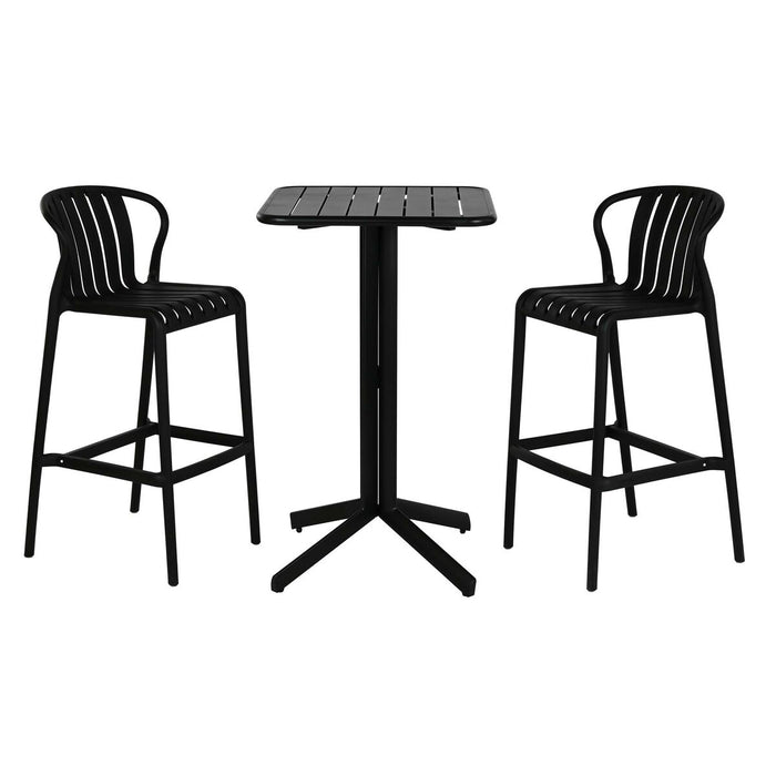 Комплект от маса с 2 стола Home ESPRIT Черен Метал полипропилен 60 x 60 x 102 cm