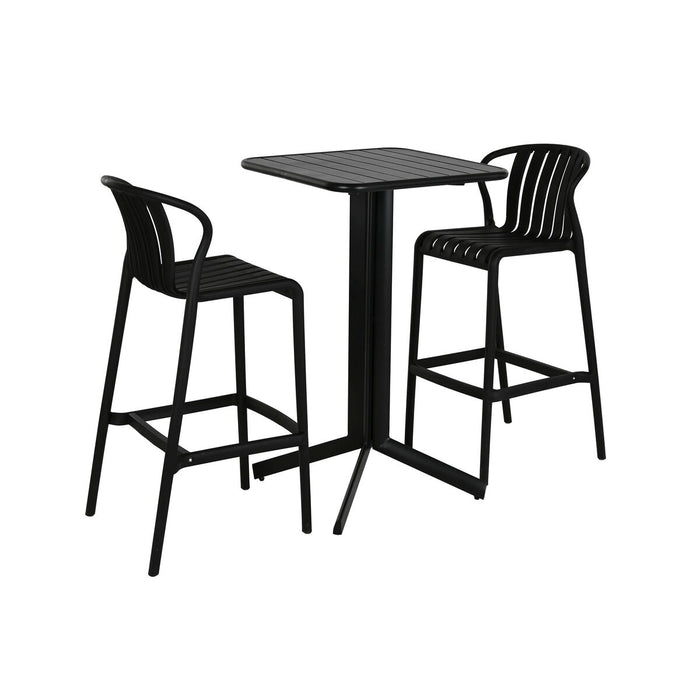 Комплект от маса с 2 стола Home ESPRIT Черен Метал полипропилен 60 x 60 x 102 cm