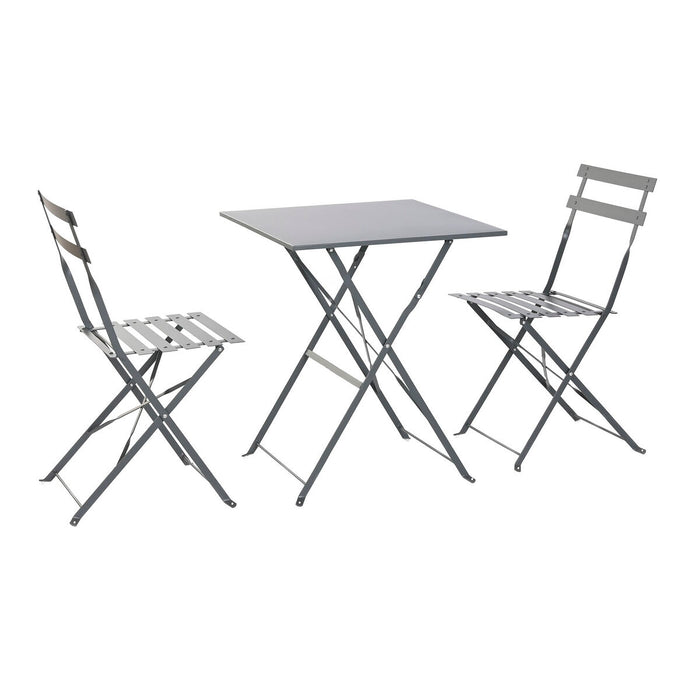 Комплект от маса с 2 стола Home ESPRIT Сив 60 x 60 x 71 cm