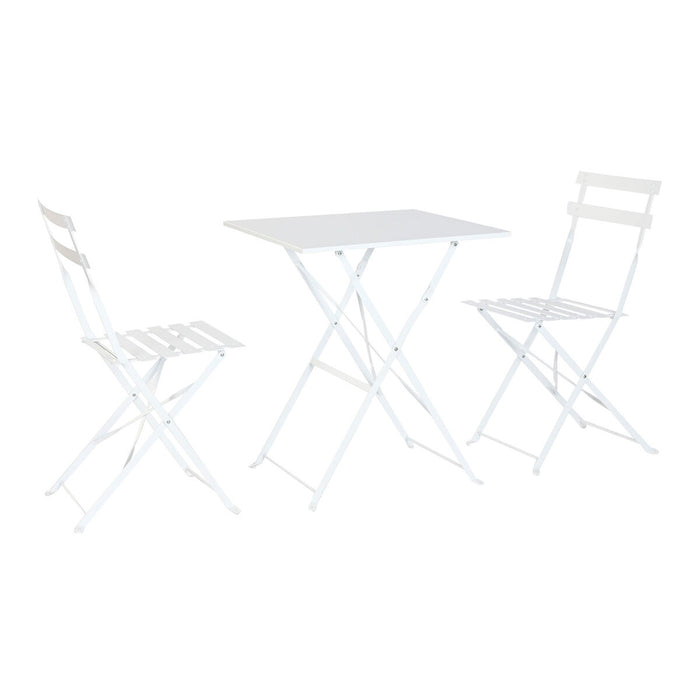 Комплект от маса с 2 стола Home ESPRIT Бял 60 x 60 x 71 cm