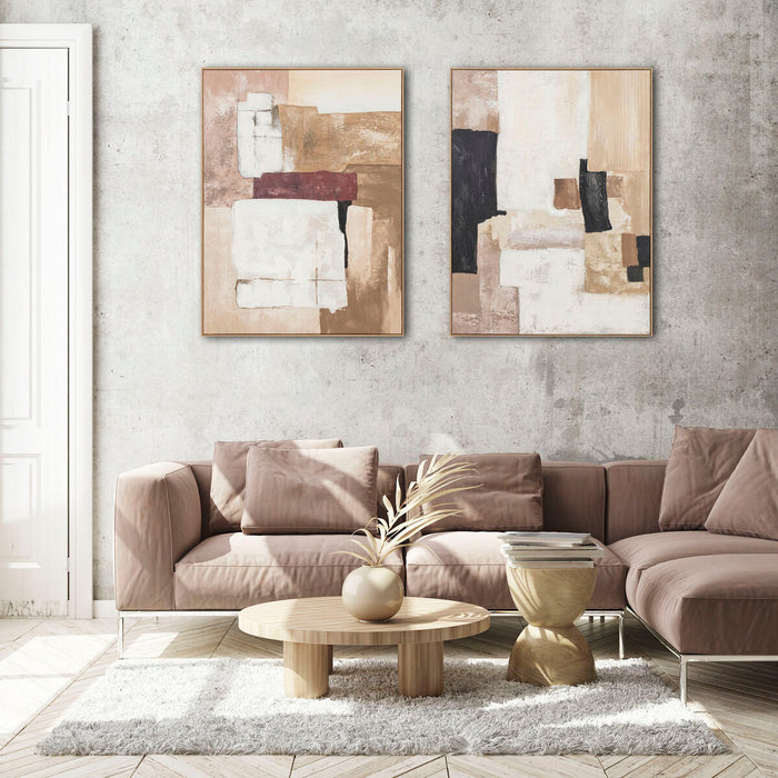 Картина Home ESPRIT Бял Бежов Абстрактен Град 92 x 4,5 x 121,5 cm (2 броя)