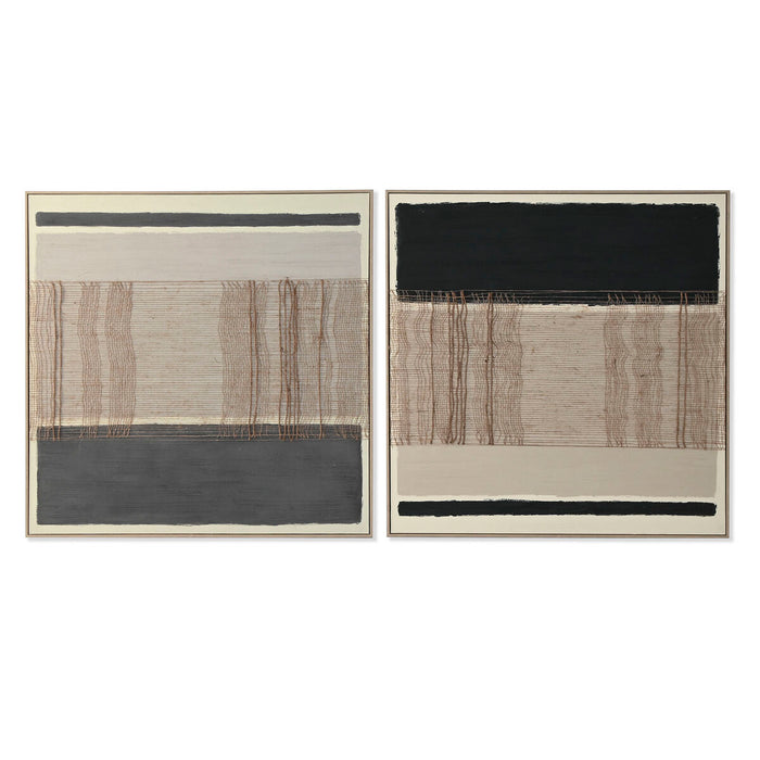 Картина Home ESPRIT Кафяв Черен Абстрактен Град 102 x 4,5 x 102 cm (2 броя)