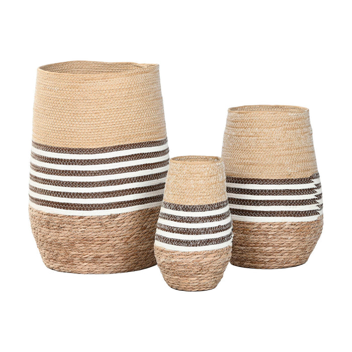 Саксия Home ESPRIT Кафяв Двуцветен влакно Град 31 x 31 x 49 cm (3 Части)