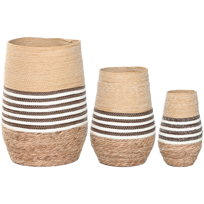 Саксия Home ESPRIT Кафяв Двуцветен влакно Град 31 x 31 x 49 cm (3 Части)