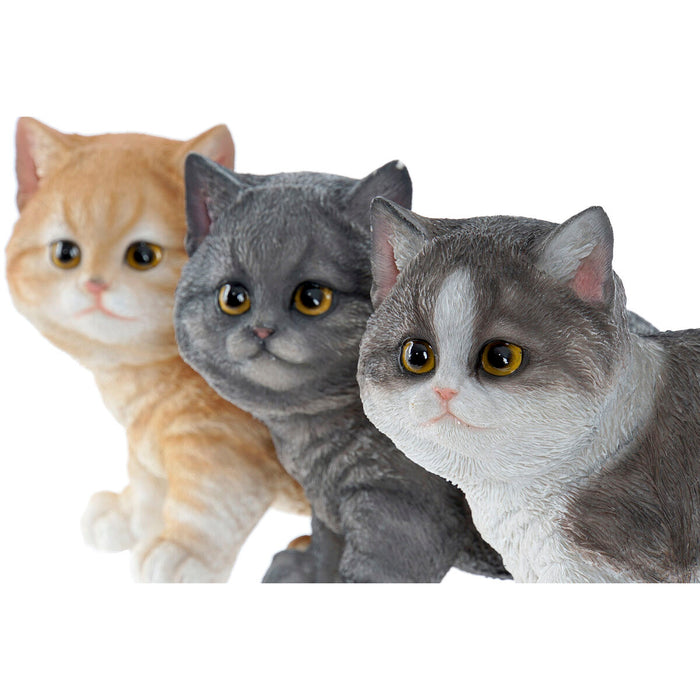 Декоративна фигурка Home ESPRIT Бял Сив Оранжев Котенце 20,5 x 10 x 15 cm (3 броя)