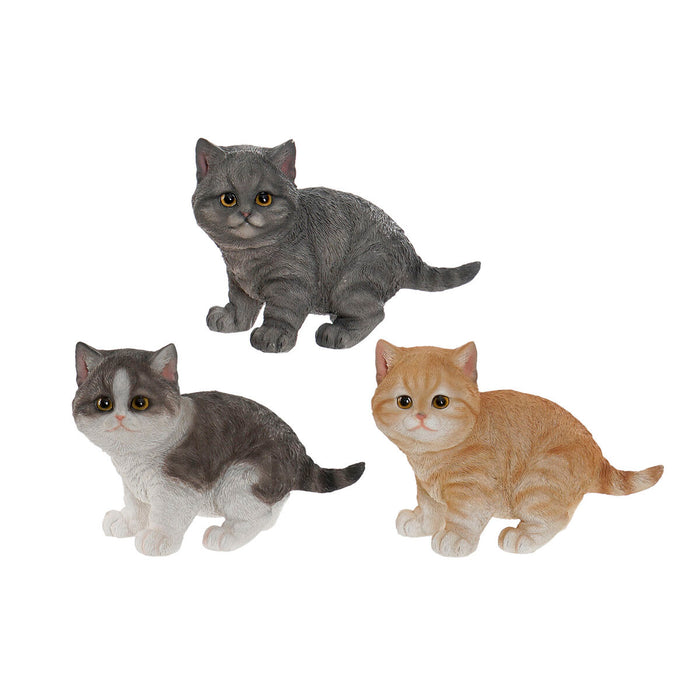 Декоративна фигурка Home ESPRIT Бял Сив Оранжев Котенце 20,5 x 10 x 15 cm (3 броя)