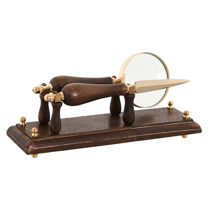 Лупа Home ESPRIT Месинг Дърво манго 25 x 7 x 11 cm