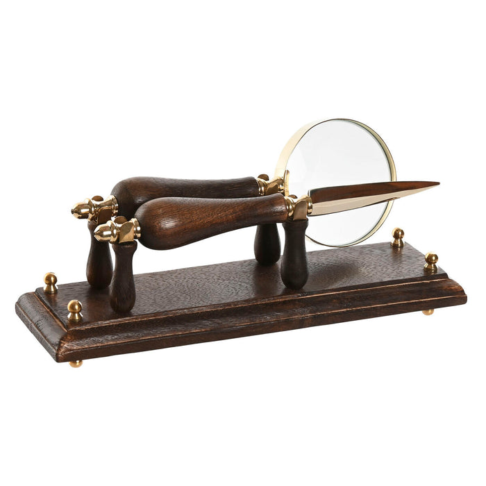 Лупа Home ESPRIT Месинг Дърво манго 25 x 7 x 11 cm