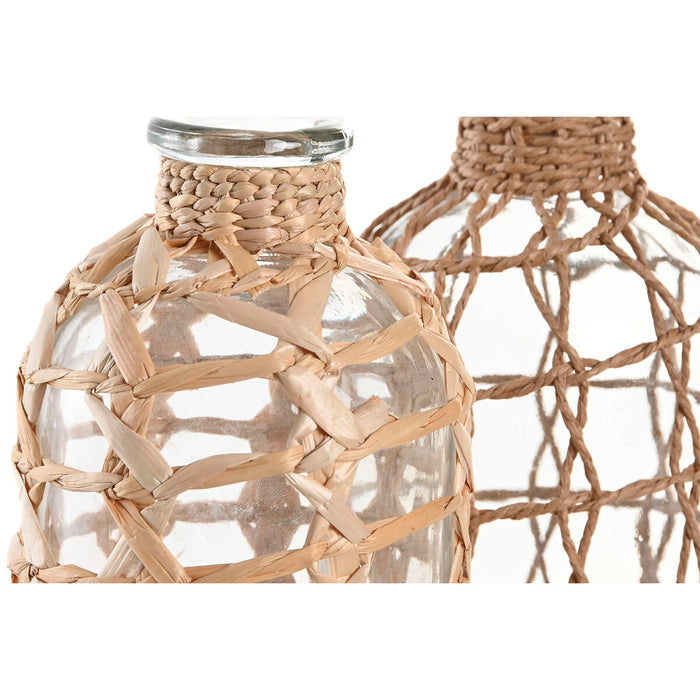 Ваза Home ESPRIT Прозрачен Светло кафяв Кристал Естествен Средиземноморско 12 x 12 x 33 cm (2 броя)