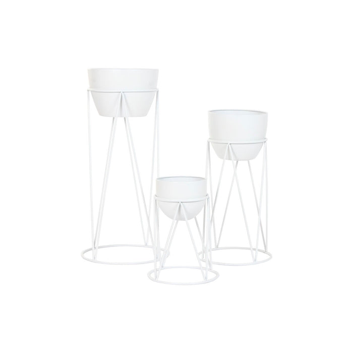 Саксия Home ESPRIT Бял Метал Град 38 x 38 x 80 cm (3 Части)