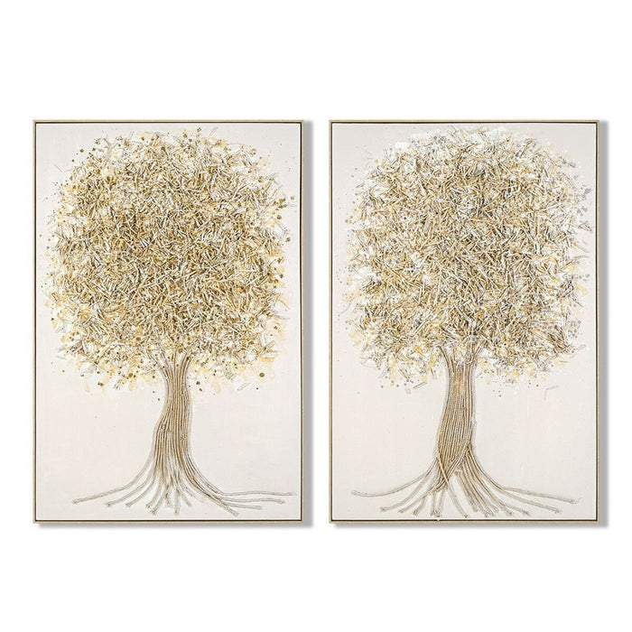 Пластно Home ESPRIT Бял Златен Дърво Традиционен 82 x 4 x 122 cm (2 броя)