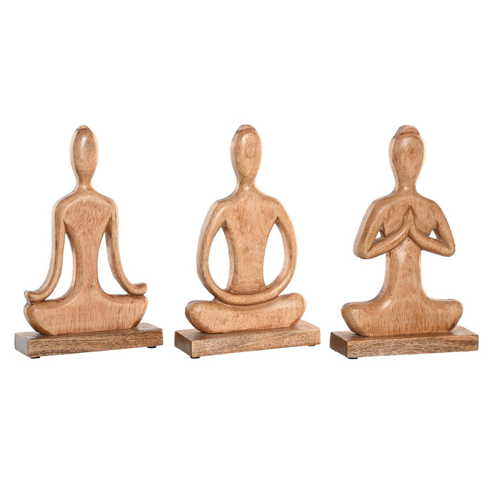 Декоративна фигурка Home ESPRIT Светло кафяв Естествен Yoga Арабин 17,7 X 6 X 28,5 CM (3 броя)