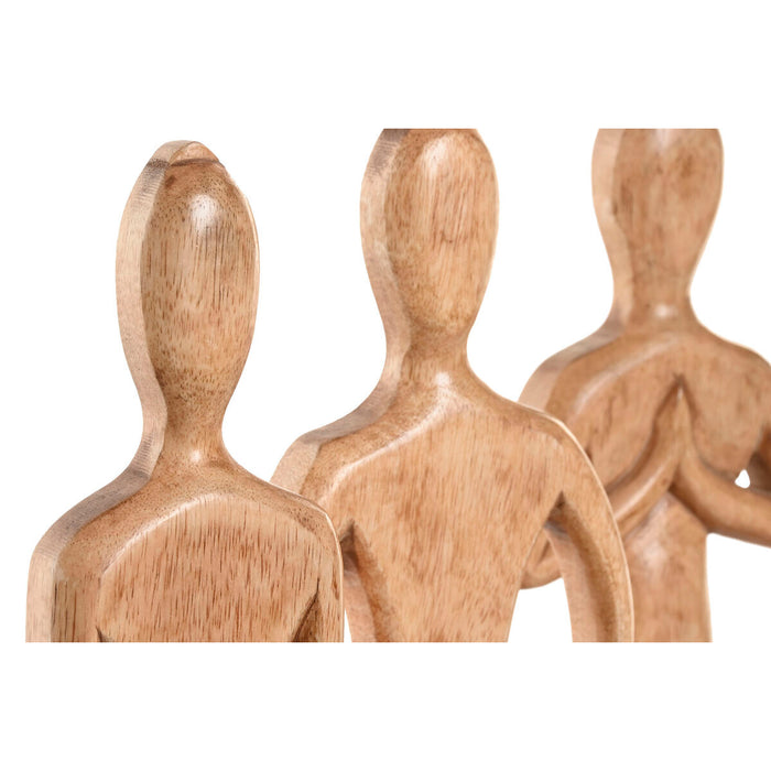 Декоративна фигурка Home ESPRIT Светло кафяв Естествен Yoga Арабин 17,7 X 6 X 28,5 CM (3 броя)