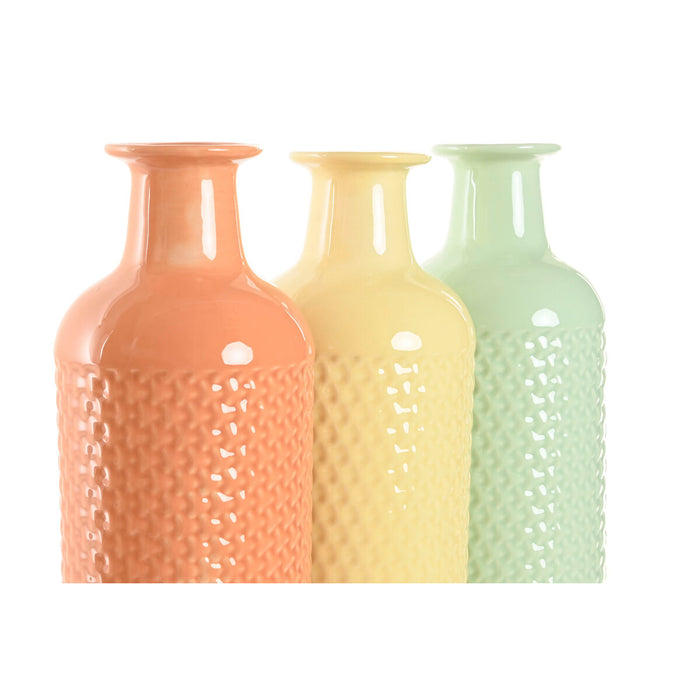 Ваза Home ESPRIT Зелен Бежов теракота Dolomite 13 x 13 x 41 cm (3 броя)