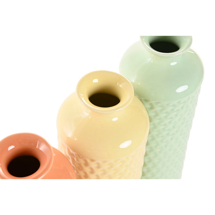Ваза Home ESPRIT Зелен Бежов теракота Dolomite 9 x 9 x 30 cm (3 броя)
