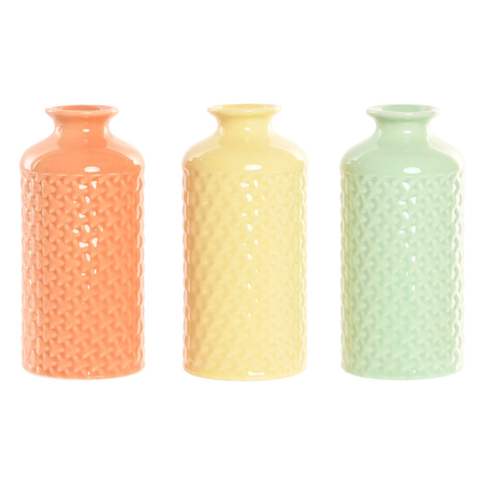 Ваза Home ESPRIT Зелен Бежов Сив теракота Dolomite 9 x 9 x 19 cm (3 броя)