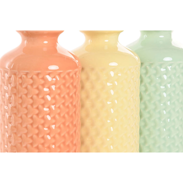 Ваза Home ESPRIT Зелен Бежов Сив теракота Dolomite 9 x 9 x 19 cm (3 броя)