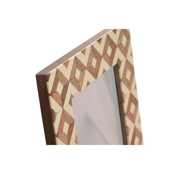 Рамка за снимки Home ESPRIT Бял Естествен Смола Кост Модерен (3 броя)