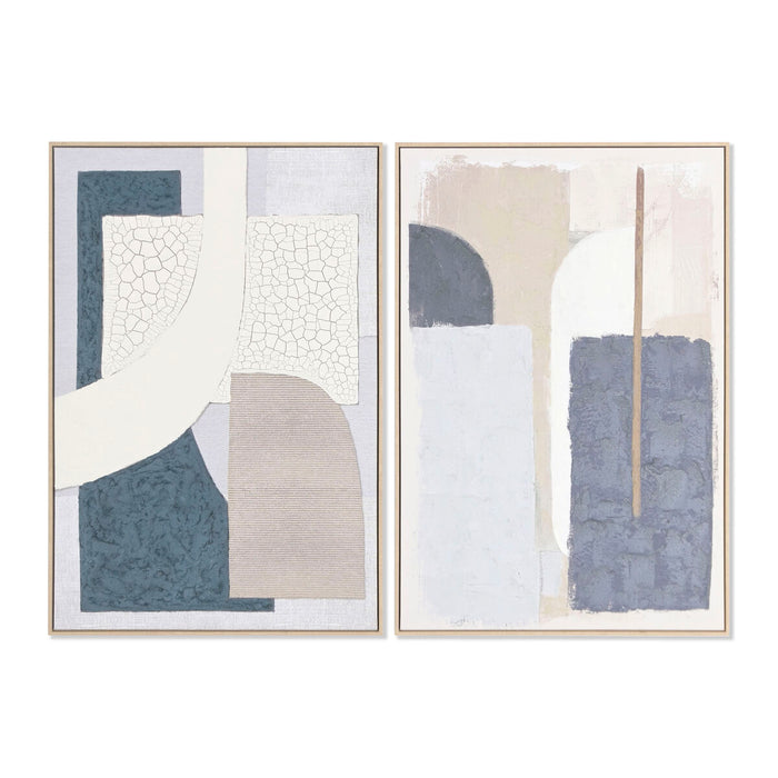Картина Home ESPRIT Син Сив Абстрактен Град (2 броя)