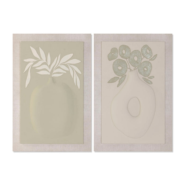 Картина Home ESPRIT Зелен Бежов Ваза Скандинавски 80 x 3 x 120 cm 80 X 10 X 120 CM (2 броя)