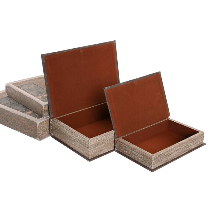 Декоративна кутия Home ESPRIT Бежов Кестен Дървен MDF (2 броя)
