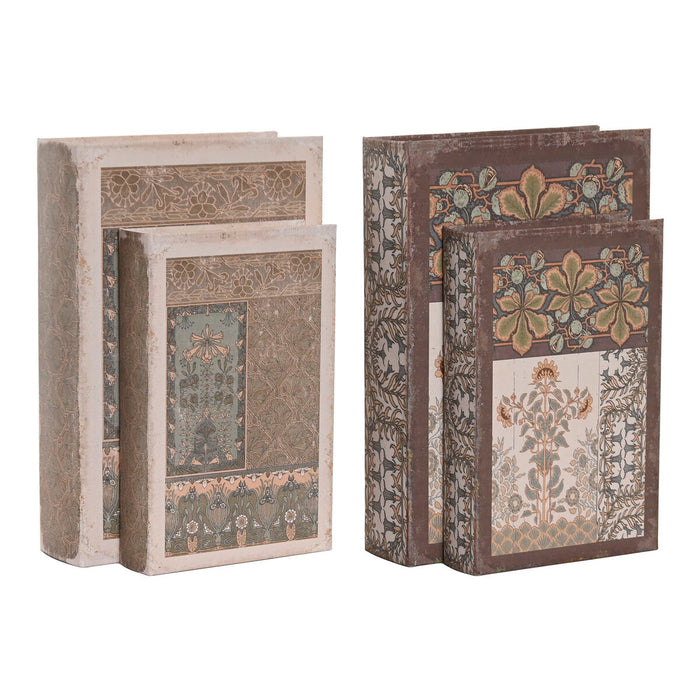 Декоративна кутия Home ESPRIT Бежов Кестен Дървен MDF (2 броя)