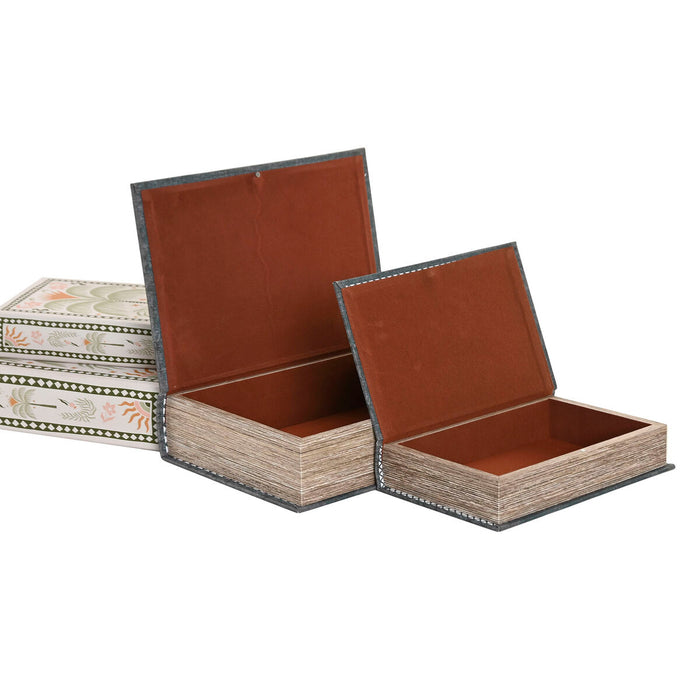 Декоративна кутия Home ESPRIT Син Зелен Дървен MDF (2 броя)