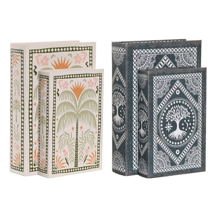 Декоративна кутия Home ESPRIT Син Зелен Дървен MDF (2 броя)