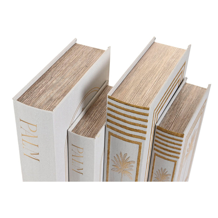 Декоративна кутия Home ESPRIT Бял Златен Дървен MDF (2 броя)