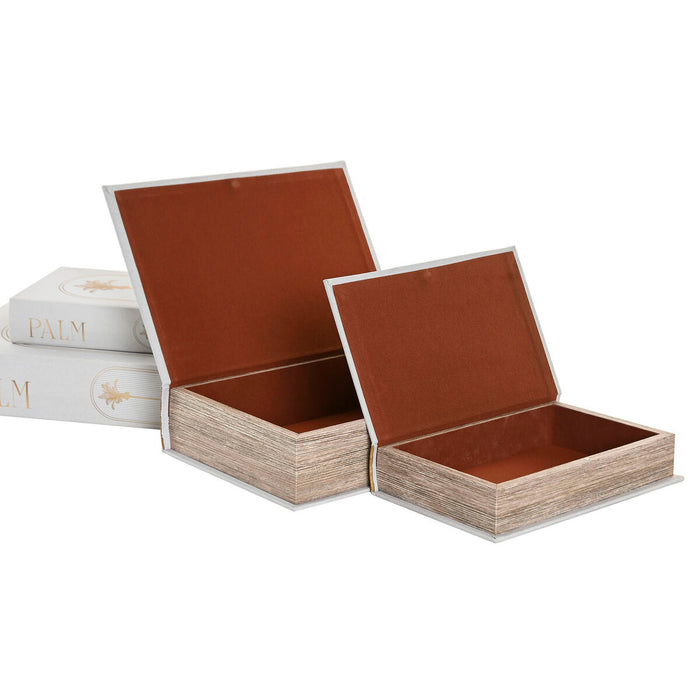 Декоративна кутия Home ESPRIT Бял Златен Дървен MDF (2 броя)